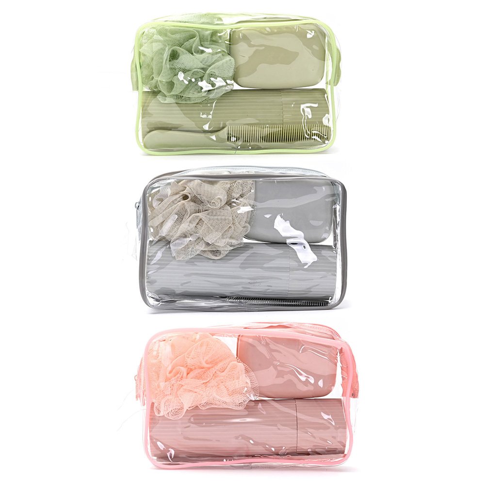 Set de Viaje x 4 unidades con Neceser Esponja Jabonera Peine Porta Cepillos 38945